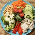 Protein ve sebze içeren dengeli bir tabak